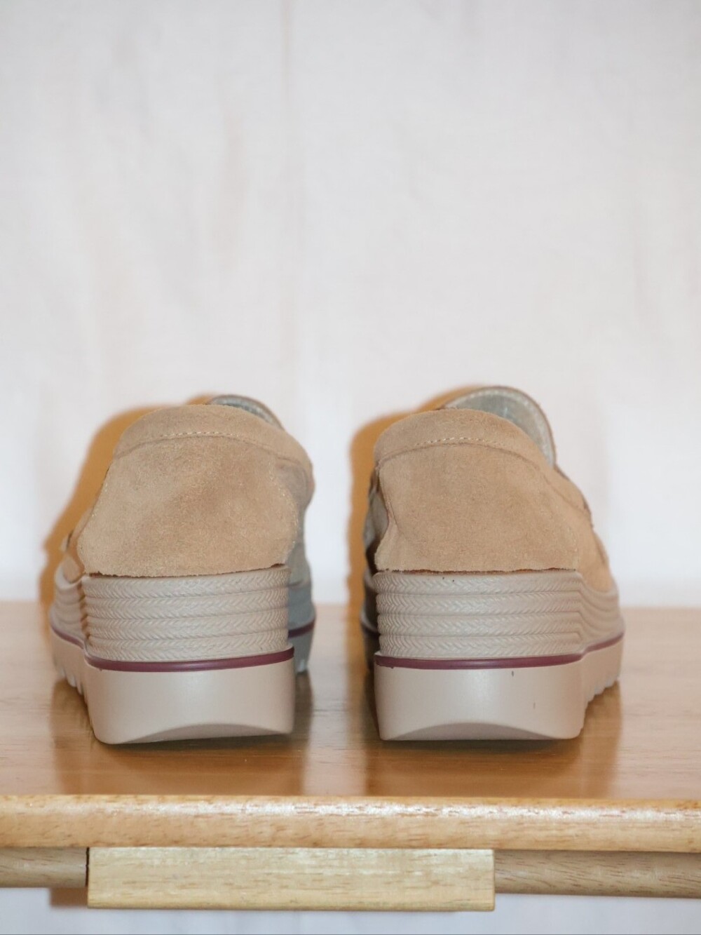 Ruiatoo Beige Slip-On Suede Platform Loafers. - Picture 6 of 14